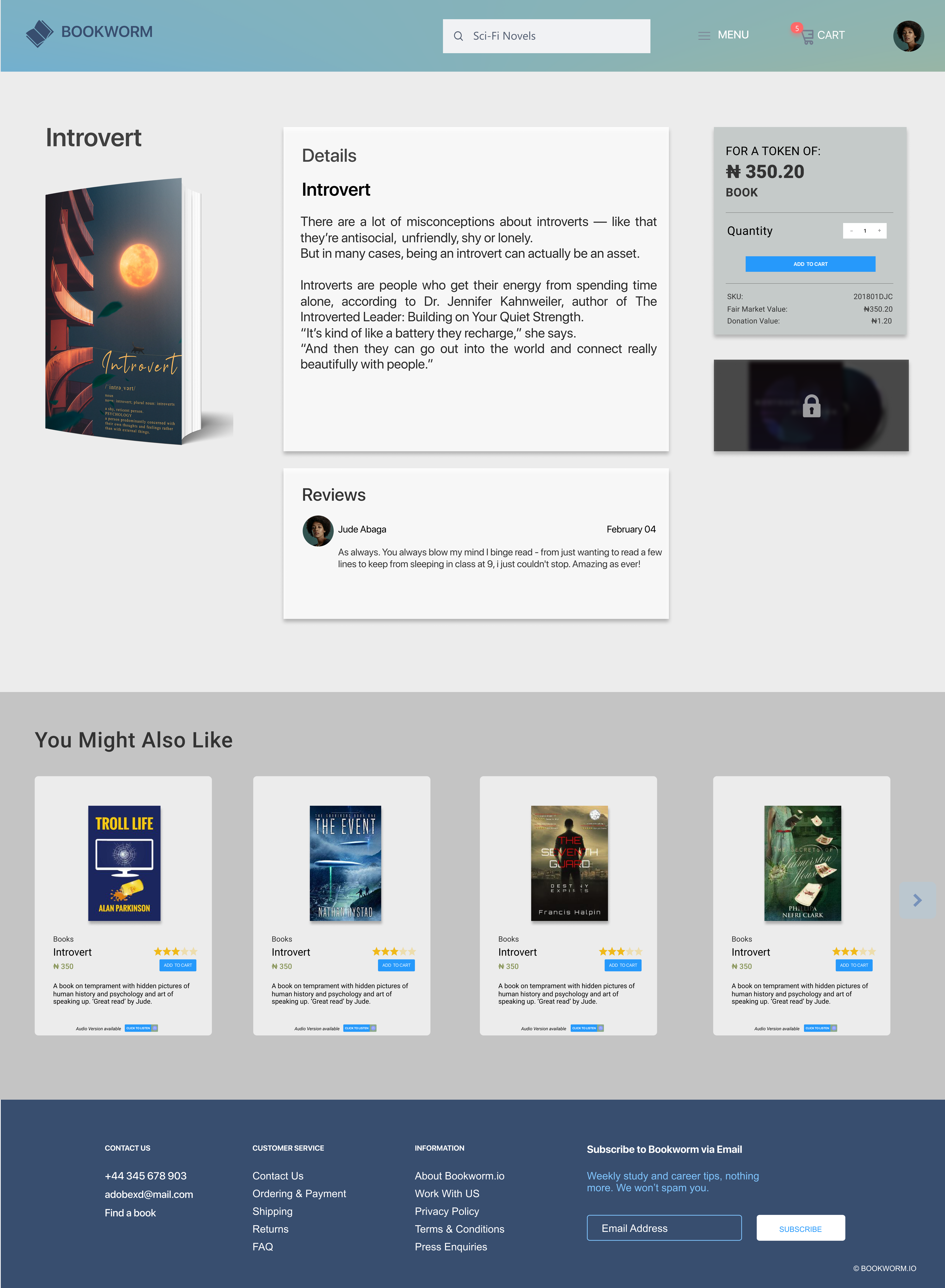 Bookworm productpage design by Oluwafemilove